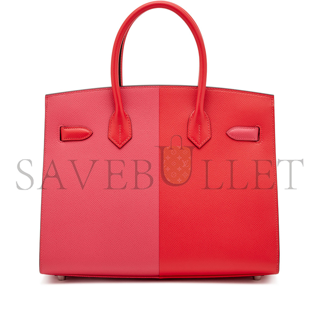 H**mes birkin 25 epsom in ultra pink and heart red with florida blue interior and silver buckle h028367cc02 (25*18*13cm)